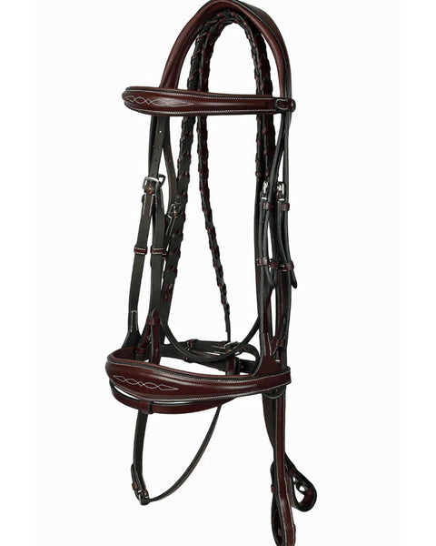 Henri de Rivel Jamaika Pro Anatomical Fancy Raised Wide Flash Noseband Bridle (Havana)