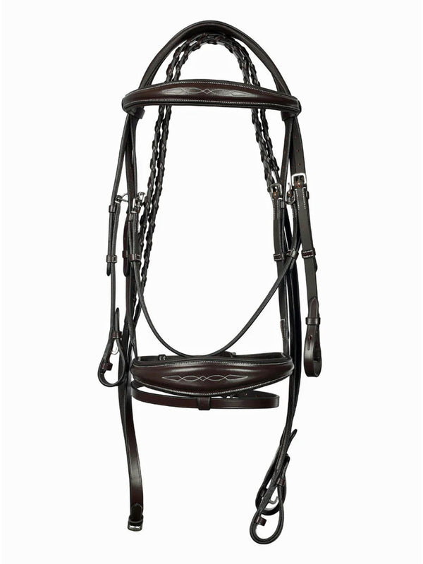 Henri de Rivel Jamaika Pro Anatomical Fancy Raised Wide Flash Noseband Bridle (Havana)