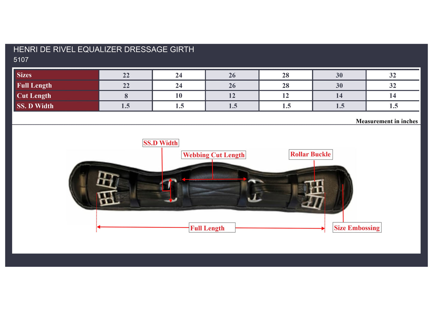 Henri de Rivel Equalizer Dressage Girth (Black)