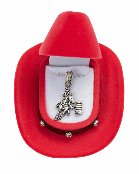 AWST International Barrel Racer Necklace w/Colorful Cowboy Hat Gift Box