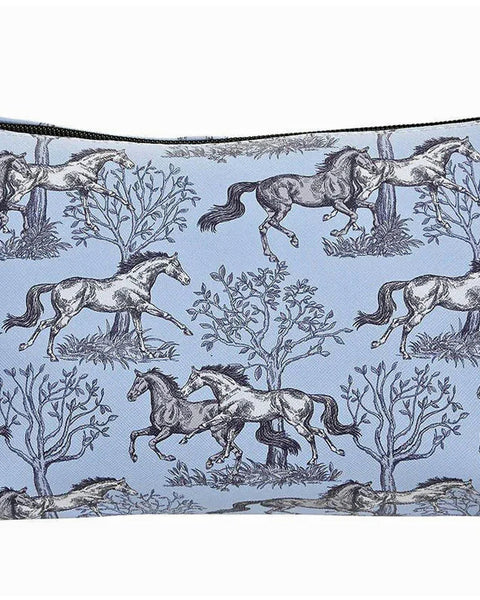 AWST International "Lila" Blue Toile Medium Cosmetic Pouch