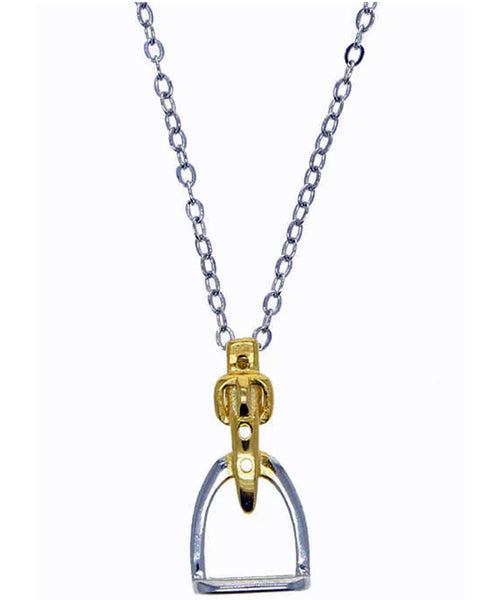 AWST International Two-Tone Rhodium Stirrup Necklace