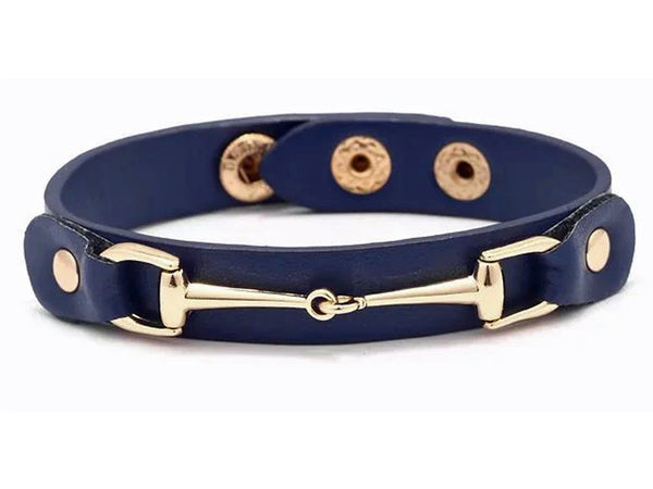 AWST International Vegan Leather Bracelet w/Gold Tone Snaffle Bit
