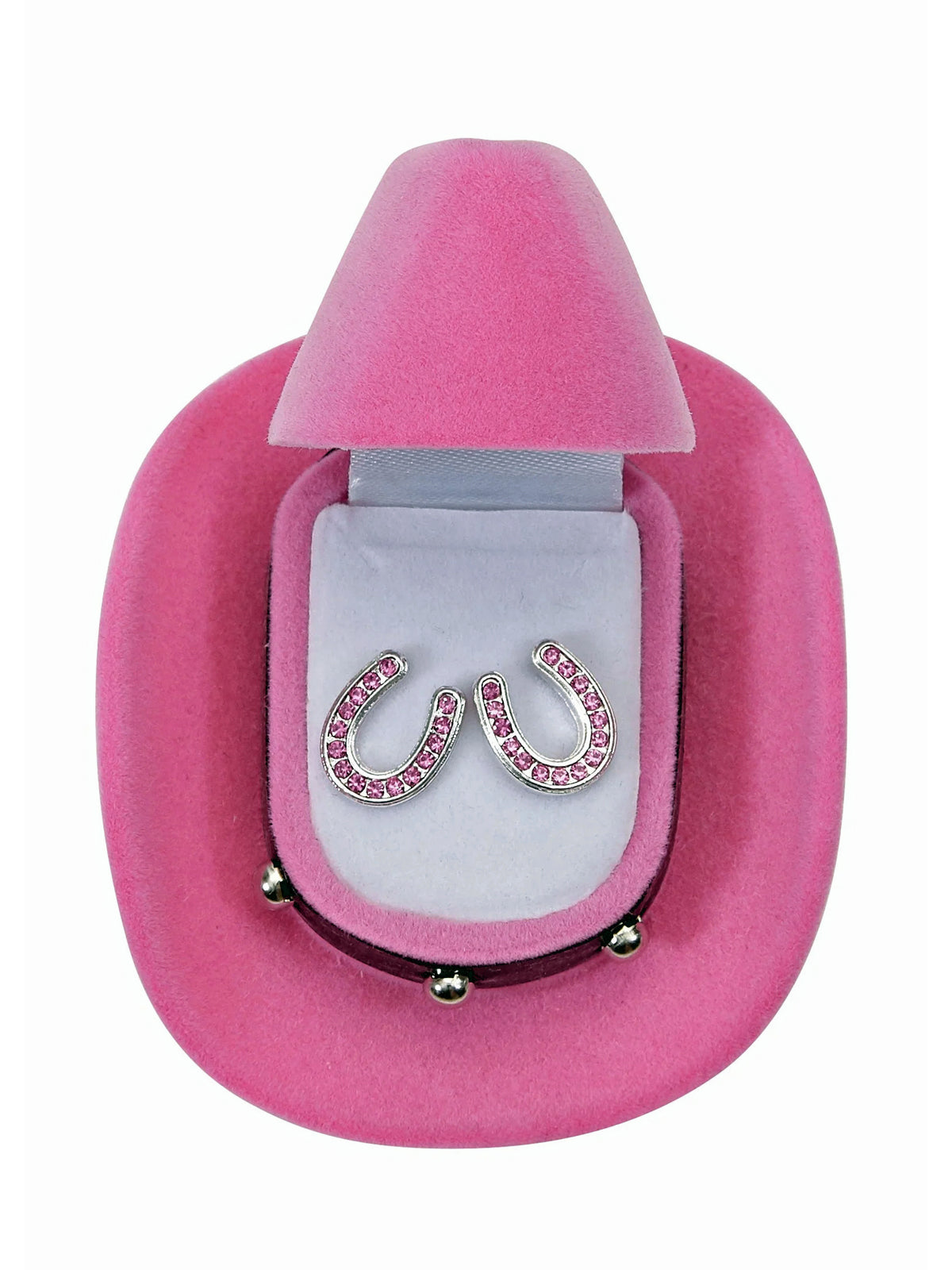AWST International Horseshoes Earrings w/Colorful Cowboy Hat Box
