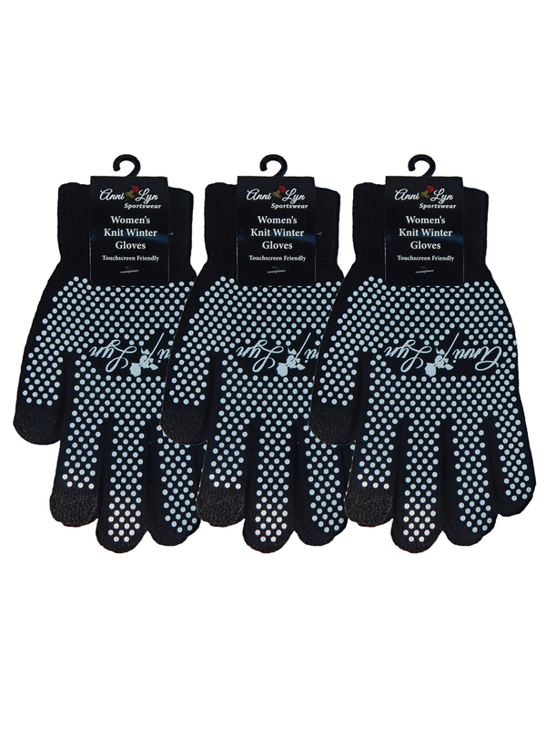 Anni Lyn Sportswear Winter Knit Gloves with Silicone Grip - Closeout!