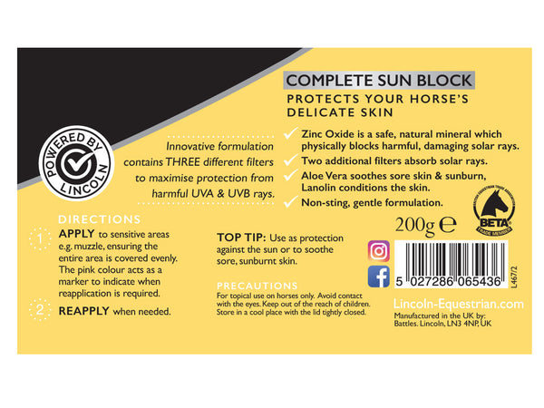 Lincoln Horse Care UV Sunblock Cream (200g)