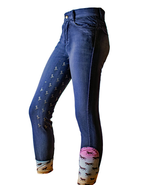 Anni Lyn Sportswear Women's Stretch Denim Full Seat Breech