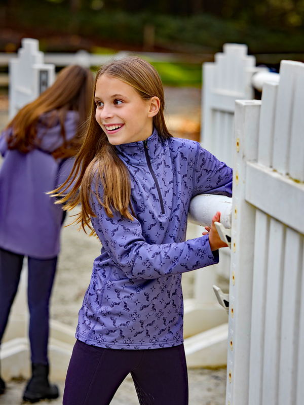 Kerrits Kids First Level Quarter Zip Fleece Top - Prints