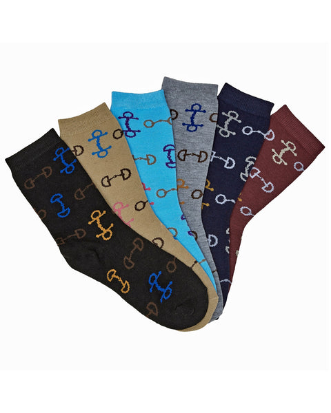 AWST International "Lila" Snaffle Bits Crew Socks- 6 Pack