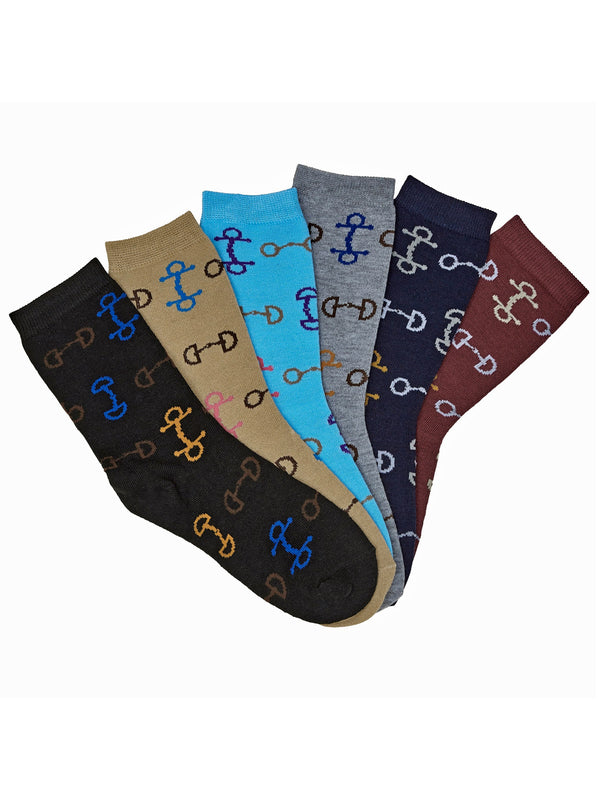 AWST International "Lila" Snaffle Bits Crew Socks- 6 Pack