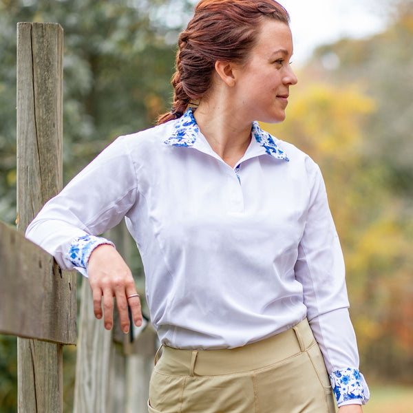 Anni Lyn Sportswear Women's Ventilated Long Sleeve Show Shirt - Blue2
