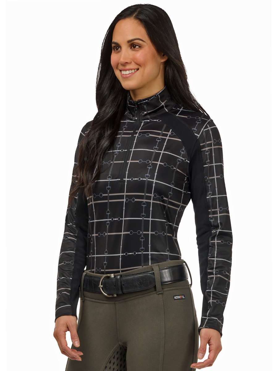 Kerrits Women's First Level Quarter Zip Stretch Fleece Tech Top - Print