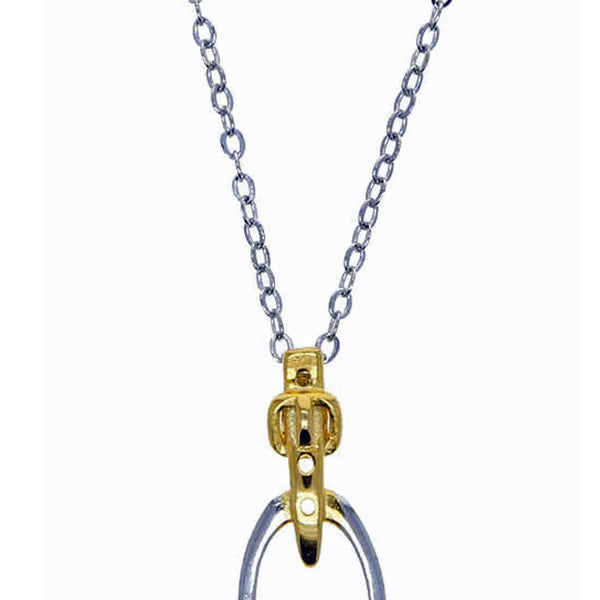 AWST International Two-Tone Rhodium Stirrup Necklace