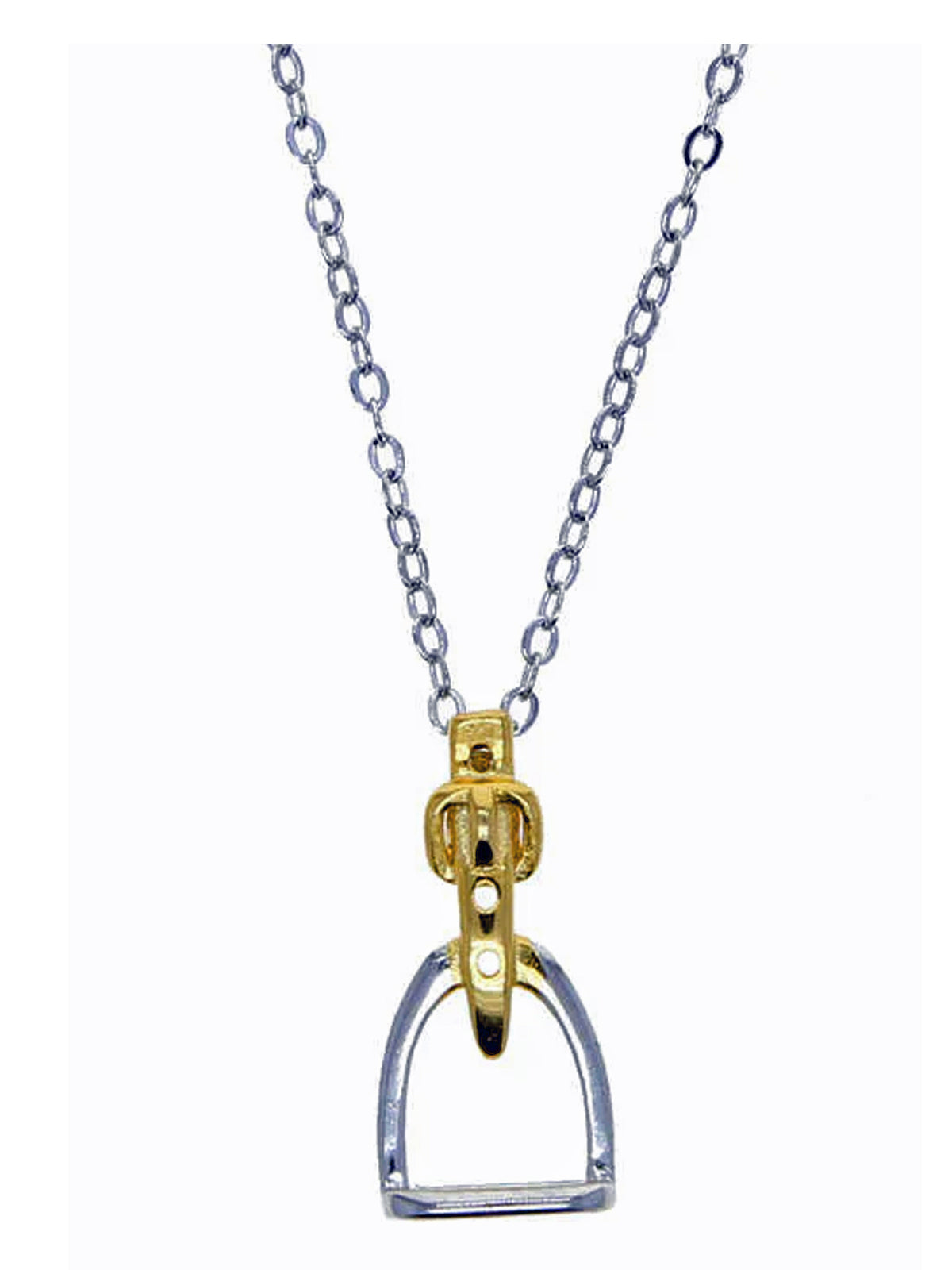 AWST International Two-Tone Rhodium Stirrup Necklace